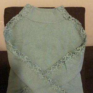 Teal lace Anthropologie sweater